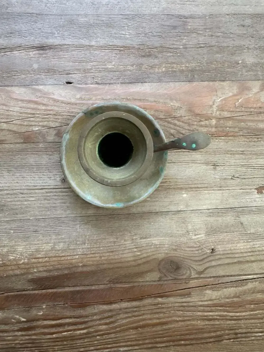 Vintage Brass Chamberstick Candle Holder with Finger Loop